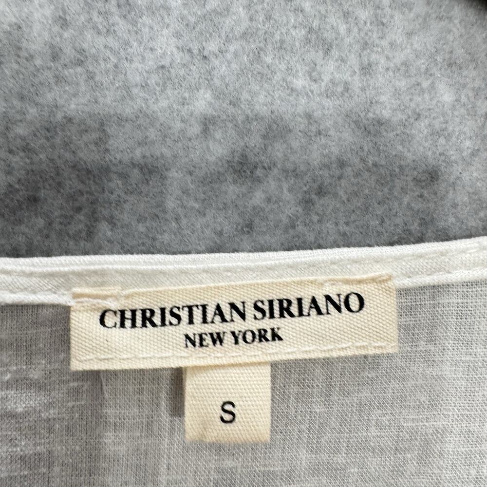 Christian Siriano Linen Blend Tie Front Top Sz S Cream Coquette Embroidered Boho - Picture 5 of 10